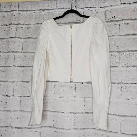 Silvia Tcherassi Cotton Blend Cropped Puff Sleeve Victoria Top White Size Large - Picture 5 of 12